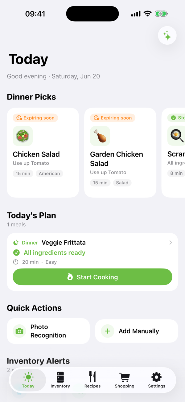 Pantry — Today & suggestions